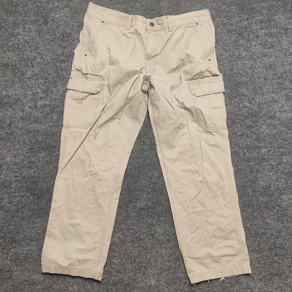 Guide Series Cargo Pants Mens 40x32 Beige Cotton Relaxed Fit Workwear Utility
